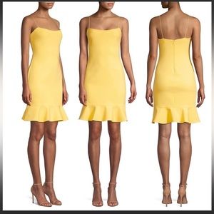 LIKELY Yellow Ruffle Hem Mini Dress - Size 8